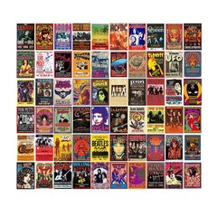 60 PC Vintage Rock Band Posters, 70s 80s 90s Concert Prints, Bedroom Wall Art…