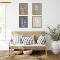 Framed Boho Wall Art Set of 4 Wooden Wall Art for Rustic Vintage Farmhouse Ho…