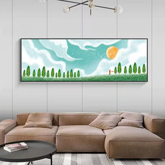 Panoramic Pastel Green & Mint Green Tree Canvas Wall Art Home Decor