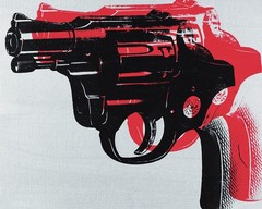 canvas art print giclée – poster – pillow. andy warhol. gun