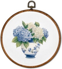 Stunning Blue and White Chinoiserie Floral Wall Art – Bohemian 10″x10″