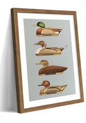 Vintage Framed Duck Wall Art, Rustic Farmhouse Hunting Canvas Wall Decor Pain…