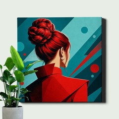 Woman Portrait Canvas Print Red Hat Glam Makeup Modern Fashion Art