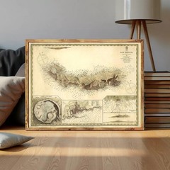 Old Map of San Miguel Açores Azores Islands 1870 Print Framed