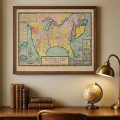 A New Yorker’s Idea of America 1935 Vintage Illustrated USA Map Wall Art
