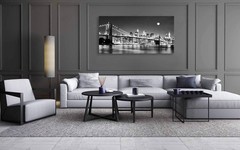 Wall Art Brooklyn Bridge Night View Canvas Painting Print Art,DIY Framed 24″x48″