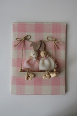 Wall art girls room- Adorable swinging bunnies/Handcrafted