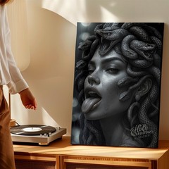 Wall Art Gorgon Medusa Snake Hair Woman Portrait Gothic Dark Fantasy Print Decor