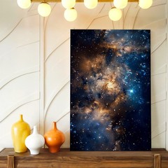 Wall Art Galaxy Nebula Space Stars Cosmic Blue Gold Celestial Poster Print Decor