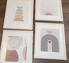 set of 4 modern wall art framed pictures 12 X 15 Neutral Tones New