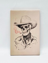 Wood Frame Canvas Wall Decoration Skull Texas Cowboy Aesthetic Decor 8×12
