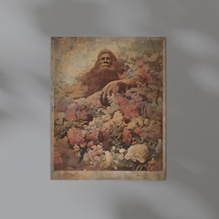 BIGFOOT FLOWER Poster, Sasquatch Botanical Wall Art, Cryptid Yeti Floral Print