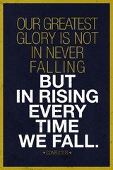 Confucius Our Greatest Glory Not In Never Falling Motivational Poster 12×18