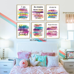Positive Affirmations Quotes Wall Decor, Inspirational Pink Wall Art Print Po…