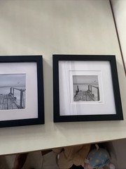 2 Rustic Beach Framed Wall Art: Coastal Wooden Boardwalk Picture Modern Seascap