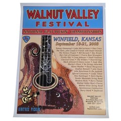Vintage 2003 Walnut Valley Festival Poster Winfield Kansas Bluegrass Guitar