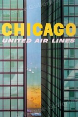 1960s Chicago Lake Michigan Vintage Style Airline Travel Poster – 24×36