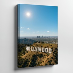 Hollywood Sign Los Angeles Skyline Landscape Canvas Wall Art Urban Decor Print