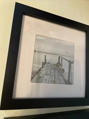 2 Rustic Beach Framed Wall Art: Coastal Wooden Boardwalk Picture Modern Seascap
