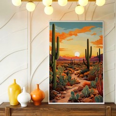 Wall Art Desert Sunset Landscape Print Cactus Southwest Poster Mountain Decor