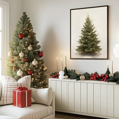 Christmas Wall Art Vintage Rustic Painting Picture 16L» x 12W», poster