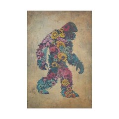 Vintage SASQUATCH FLOWERS Wall Art, Bigfoot Floral Poster, Yeti Botanical Decor