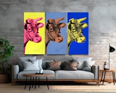 Andy Warhol Cow Pop Art Canvas Print, Large 3 – Panel Wall Art, Ready to Hang