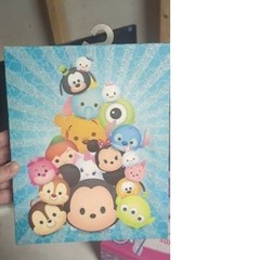 Disney Tsum Tsum Canvas Wall Art Mickey Pooh Stitch Mike Wazowski Blue Glitter