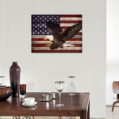 tigeridge Rustic American Flag Canvas Wall Art 16″L x 12″W,