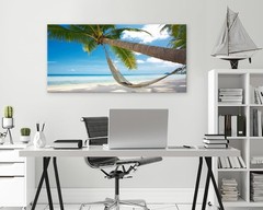Beach Wall Art Canvas Print Tropical Palm Tree Painting Mural,DIY Framed 24″x48″