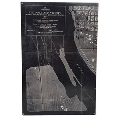 Rare Vintage DC The Mall Metal Triptych 48×24 Collector Wall Art Map Decor