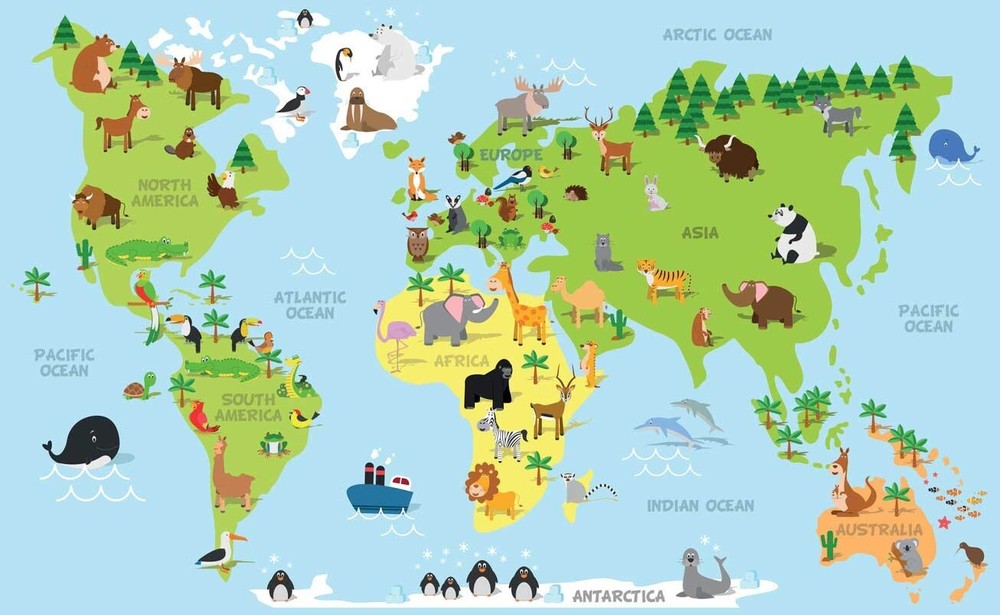 Funny Cartoon World Map Limited Edition Premium Poster 91x61cm