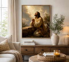 Divine Light – Jesus Christ Praying Luminous Canvas Wall Art 🙏