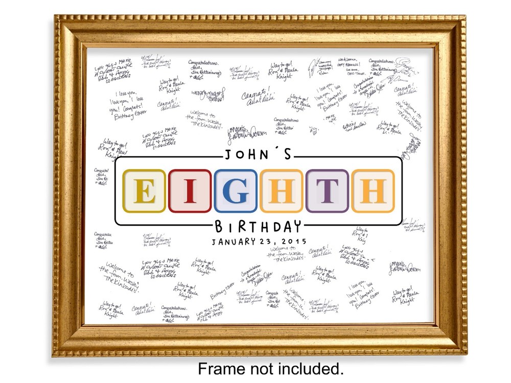 8th Birthday Guestbook Sign, Guestbook Poster Alternative, Personalized