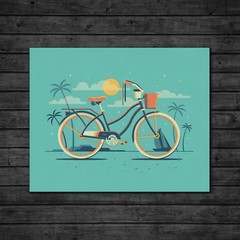 DKNG Malibu (20″x16″ Beach Cruiser Bike/Bicycle, Silkscreen Art Print/Poster)