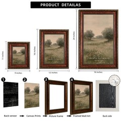 Framed Christian Scripture Wall Art Bible Verse With Landscape Canvas Vintage…
