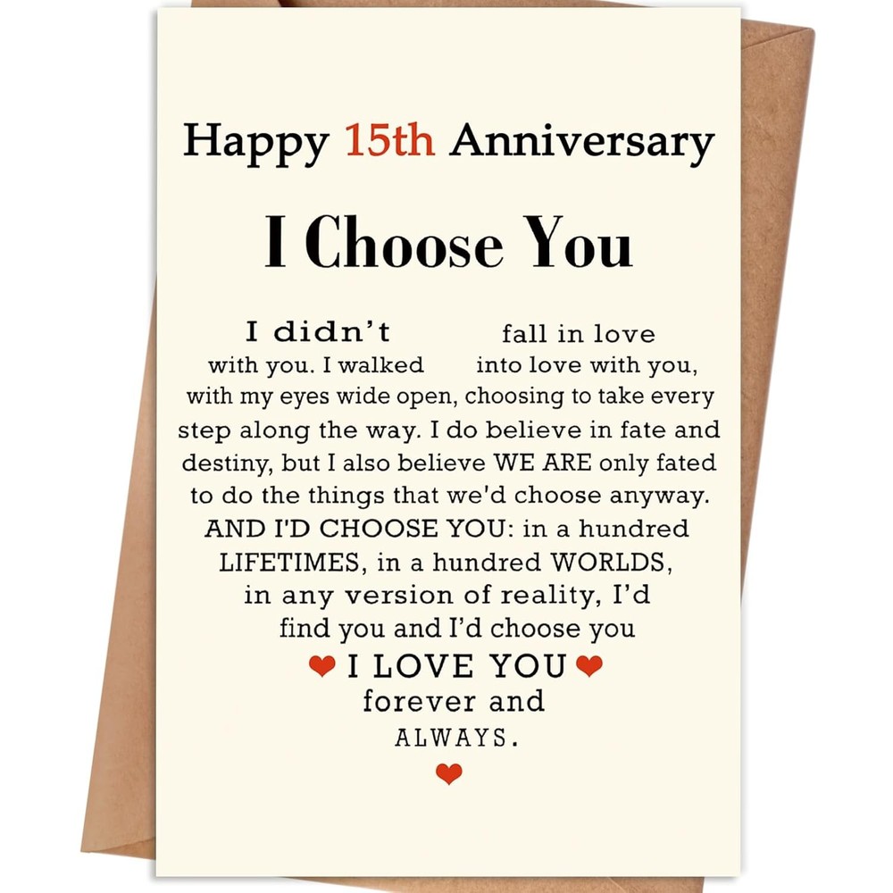 15th Anniversary Card for Husband Wife 15 Year Wedding Anniversary Gift