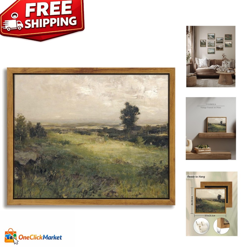 Vintage Framed Canvas Wall Art – Classical Landscape Oil Painting 8×10
