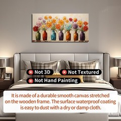 Colorful Daisy Floral Canvas Wall Art, Modern Abstract Flower in Vase Picture…