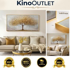 Large 40″x20″ Waterproof Tree of Life Gold Canvas – Ready to Hang Art