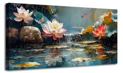 Large Canvas Wall Art Zen Decor Pink Lotus Picture 40L» x 20W» pink lotus