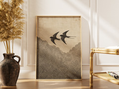 Swallow Bird Poster – Vintage Asian Wave Wall Art Home Decor Gift