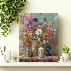 Bohemian Wildflower Vase Wall Art, Colorful Boho Floral Printing Artwork, Aes…