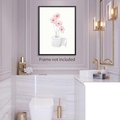 YYS Pink Watercolor Flower Wall Art Funny Bathroom 16″L x 12″W Funny-6 Unframed