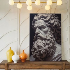 Marble God Bust Canvashyper-Realistic Sculpture Of Zeus Or Poseidon Wall Art