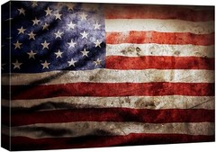 24″x36″ – Vintage American Flag Canvas Wall Art Print