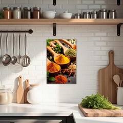 OAAPITI Spices Kitchen Wall Art Culinary Herbs Canvas Print Colorful Food Art…