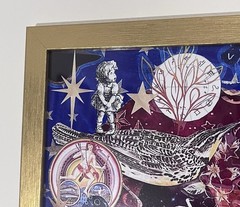 90s Celestial Sun Moon Whimsical Analog Collage 8×10 Gold Framed Art Print Decor