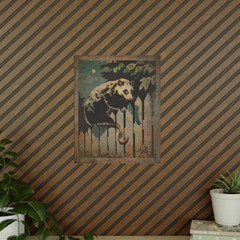 Retro POSSUM Art Poster, Opossum Moon Tree Decor, Celestial Animal Rodent Decor