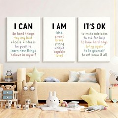 3Pcs Kids Affirmation Wall Art Positive Canvas 16x24in